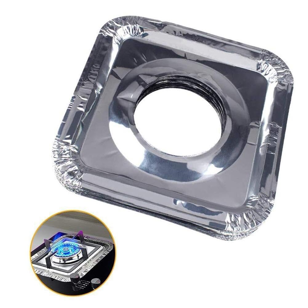 Casiler Aluminum Foil Gas Burner Cover 10pcs Gas Burner Cover Liners Anti-drip Oil Tin Foil Bib Liners for Kitchen Gas Range