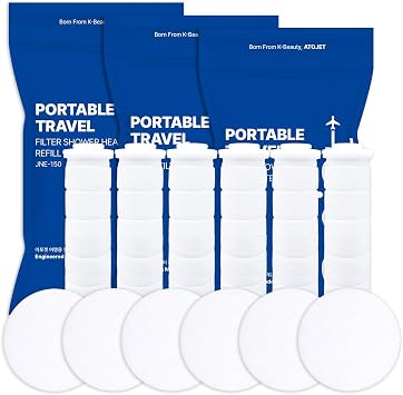 Travel Mini Filtered Shower Replacement Filters Elevating Koreas Beauty Legacy - Compact & Portable for Softer Skin & Smoother Hair | Replacement Filters x 3 JNE150-FLT-TRVL