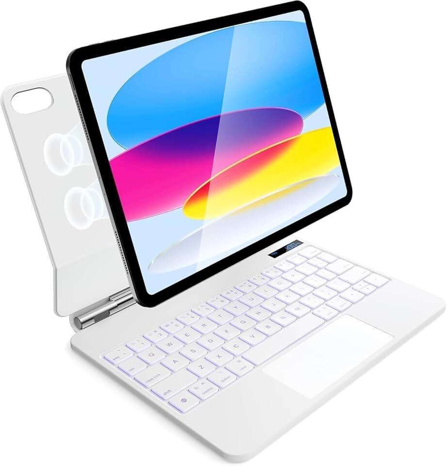 para iPad (A16) 11ª/10ª Geração Capa Flex com Teclado, Stunning Magic Keyboard Floating Cantilever Support, Backlit Elastic Keys & Versatile Multi-Touch Trackpad for 2022 10.9” iPad” (Branco)