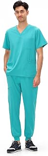 COZYFIT Scrubs for Men - 4 Pockets V-Neck Scrub Top and 7 Pockets Jogger Pants Mens Scrubs Set