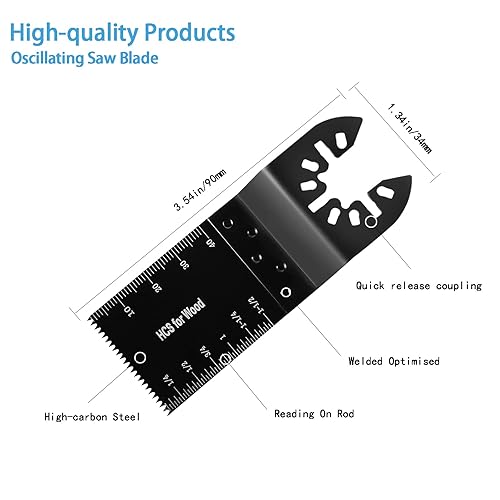 Miniatura 3 de Hojas de sierra oscilantes de titanio, 50 piezas, de plástico, de madera, de metal, para herramientas Dewalt, cable Porter Bosch, negro, y Decker,
