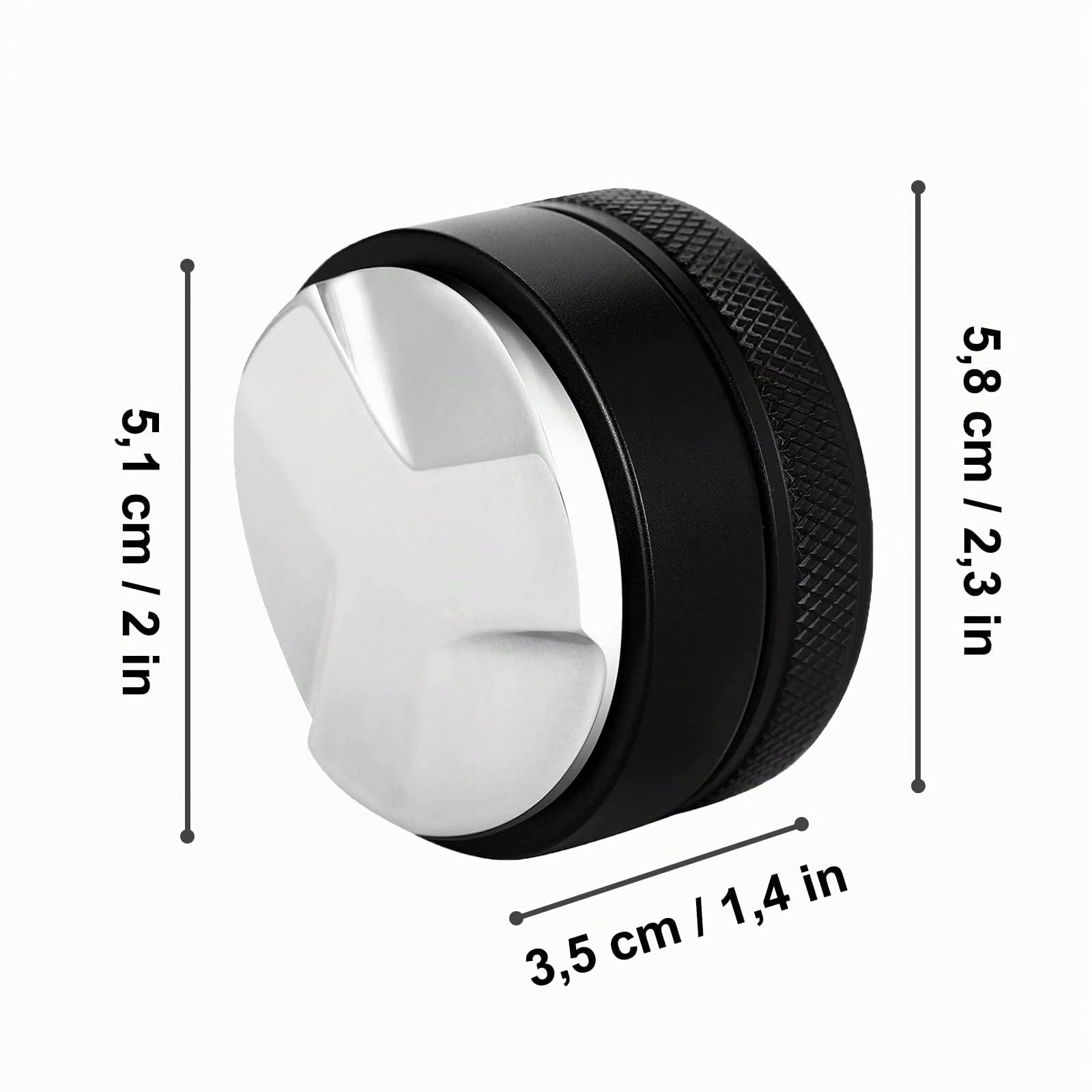 Distribuidor de Café, Nivelador de Café de Acero Inoxidable 304 de 51 mm, Herramienta de Nivelación de Café Molido, Negro