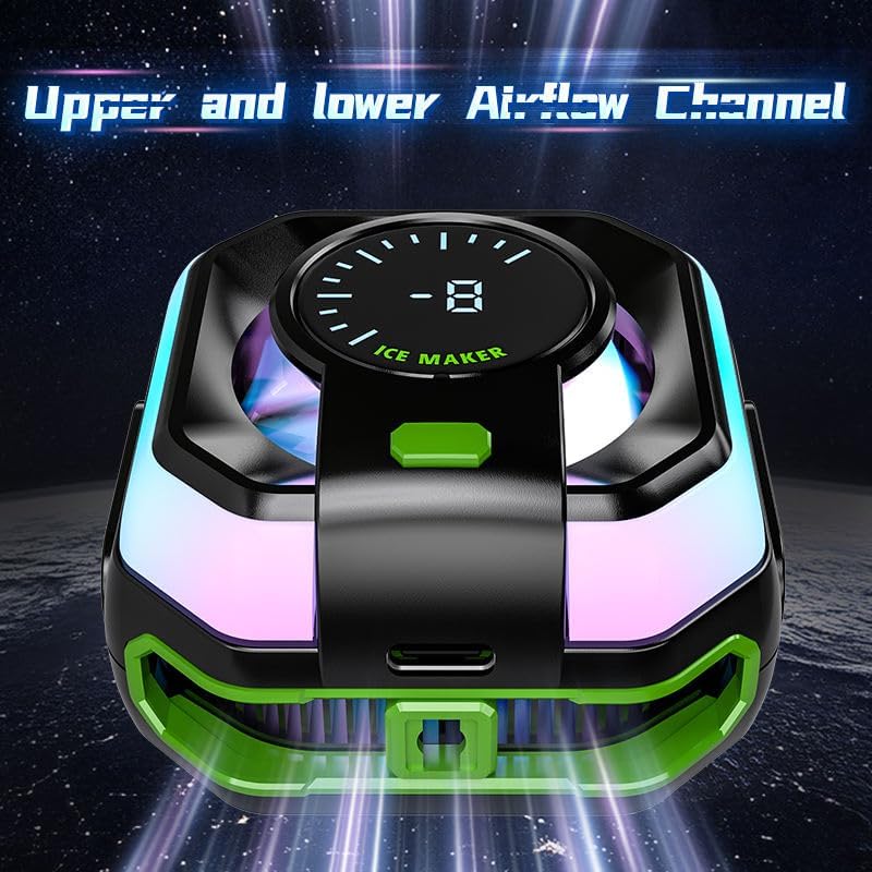 Image of Phone Cooler with AI Cooling Mode, RGB Lighting, Real-Time Temperature and Power Display, Strong Magnet and Clip Mount, Ultra-Quiet Fan (JS86)