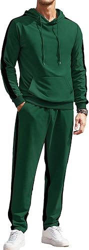 COOFANDY Conjunto deportivo de 2 piezas para hombre, sudadera deportiva con capucha, trajes casuales para correr, trajes de entrenamiento para