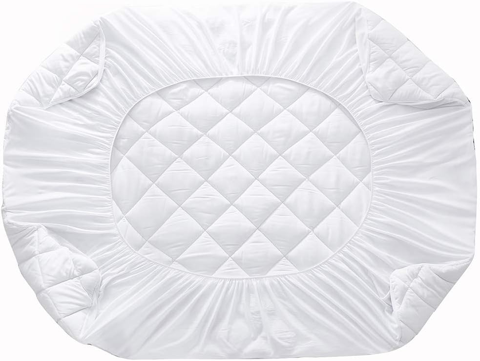 Frabo Bedding,Super Soft Queen Mattress Pad,with Fixed Deep Pockets Quilted Fitted Mattress(Queen Size,White)