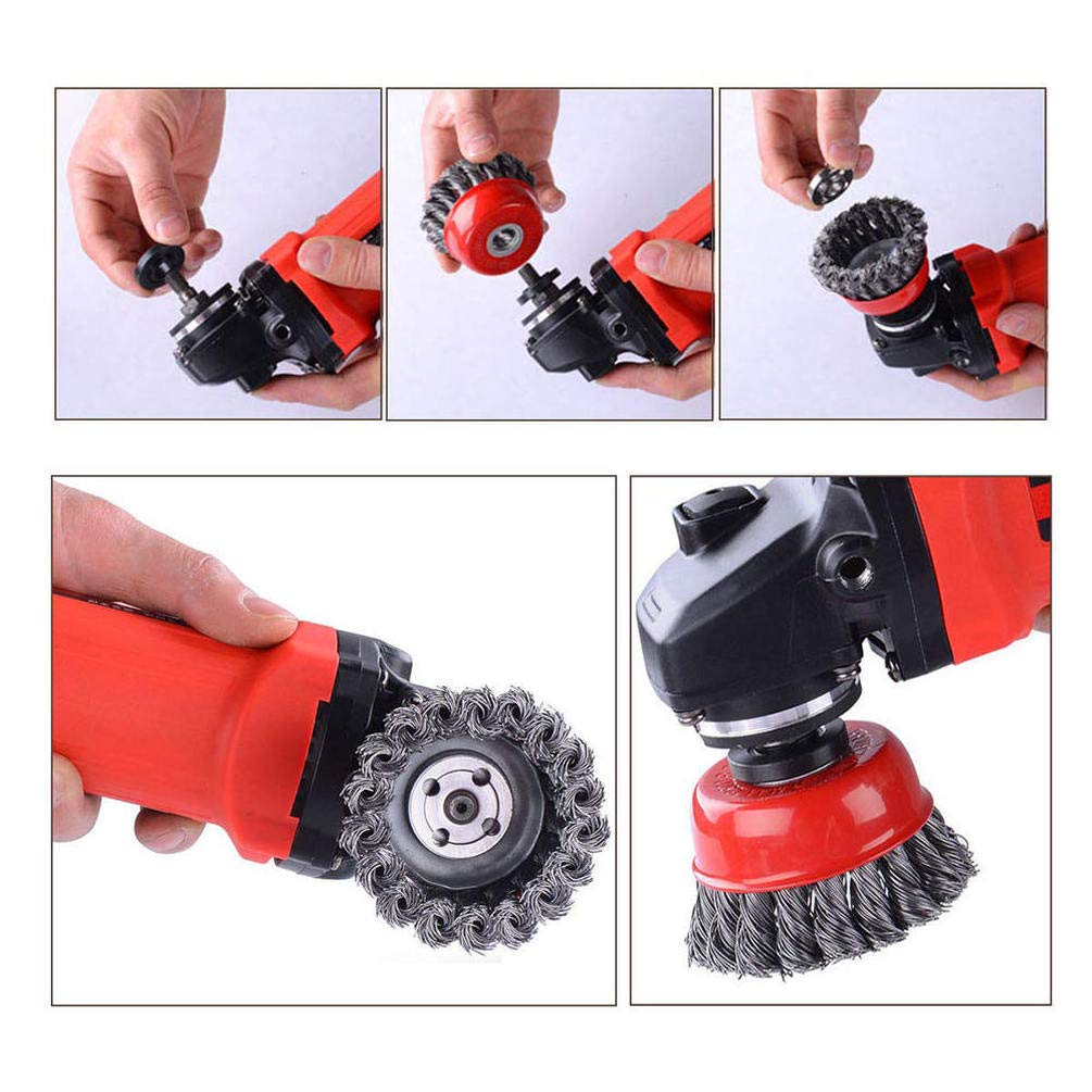 4PCS Angle Grinder Wire Wheel Brushes – Red Steel Knot Cup For Rust, Paint Removal & Edge Blending, 75mm/100mm Sizes - View #13