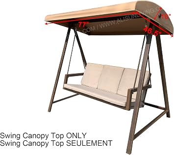 ALISUN Replacement Canopy Top for Model #GCS00250B-YD for Better Homes & Gardens Patio Swing (Top Only) (Canopy Top)