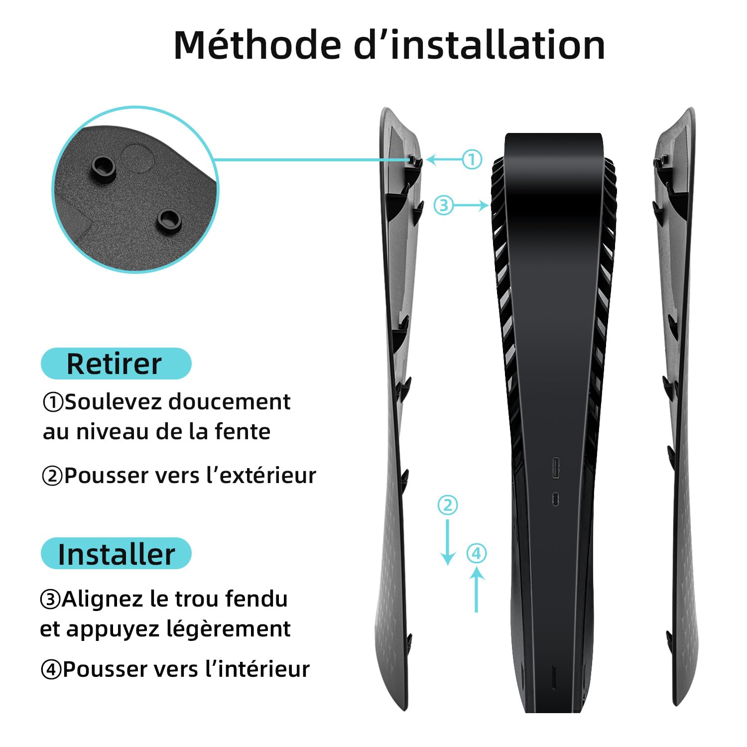 Mcbazel PS5 Façade Remplacement Avant Rigide Console Digital PS5 Plaque de Remplacement du Panneau de Ventilation de Refroidissement pour PlayStation 5 Digital Edition - Noir(Pas pour PS5 Slim/Pro)