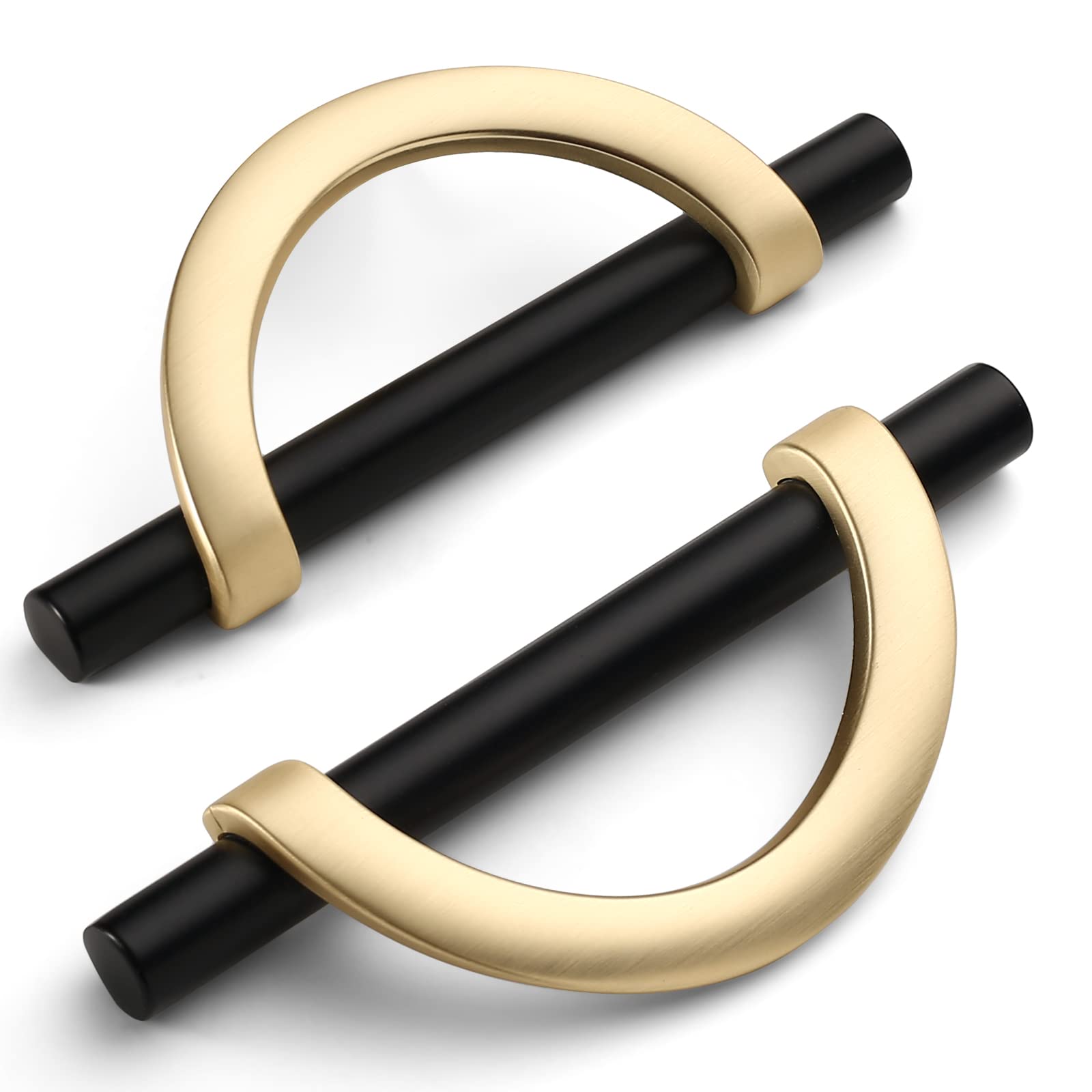 Amerdeco 6 Pack Black Brushed Gold Cabinet Pulls 3.75 Inch(96MM) Hole Centers Kitchen Cabinet Handles Hardware Kitchen Handles for Cabinets Cupboard Handles Drawer Pulls