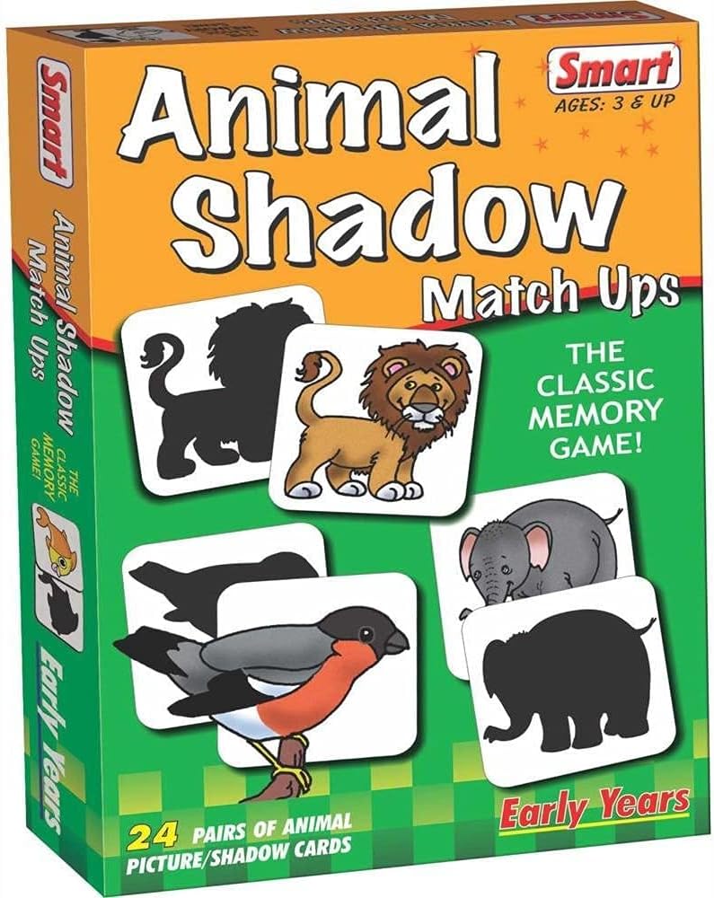 EDUCATIONAL PUZZLE ANIMAL SHADOW MATCH CARD GAME KIDS