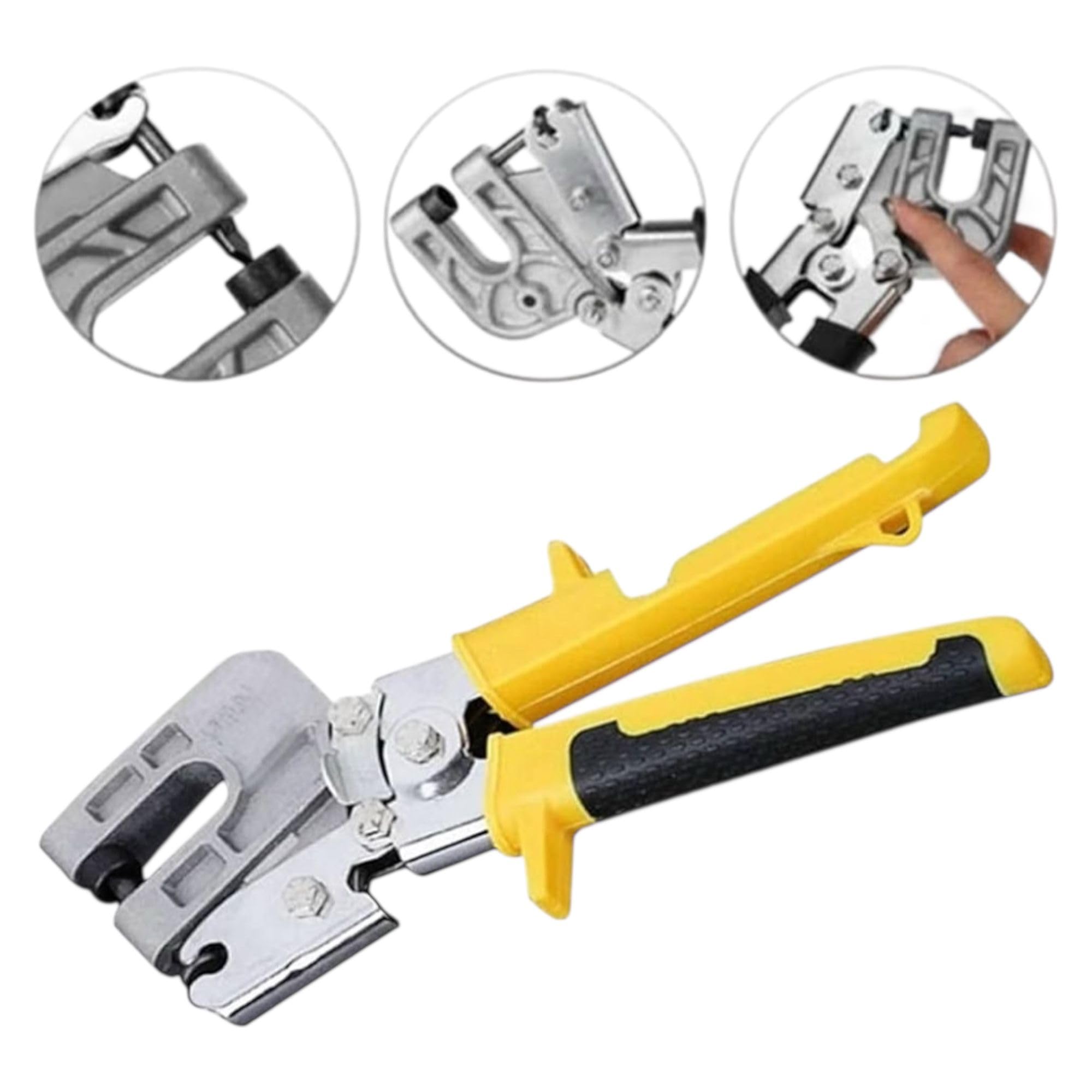 Topolenashop Pinza Crimpatrice per Cartongesso Professionale | Unisce Profili C e U Senza Viti | Pinza per Lamiera Acciaio | Manico Ergonomico Antiscivolo | Art. 82057