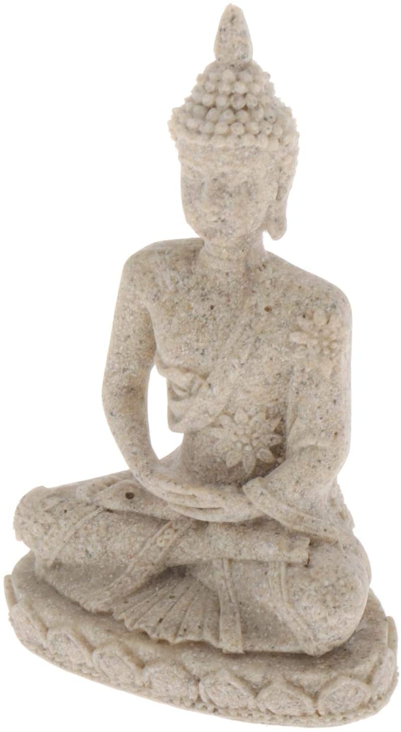 Joylern Sand Buddha Ornament Sitting Buddha Statue Figurine Stone Buddhism Sculpture For Home Car Dashboard Decoration - Color