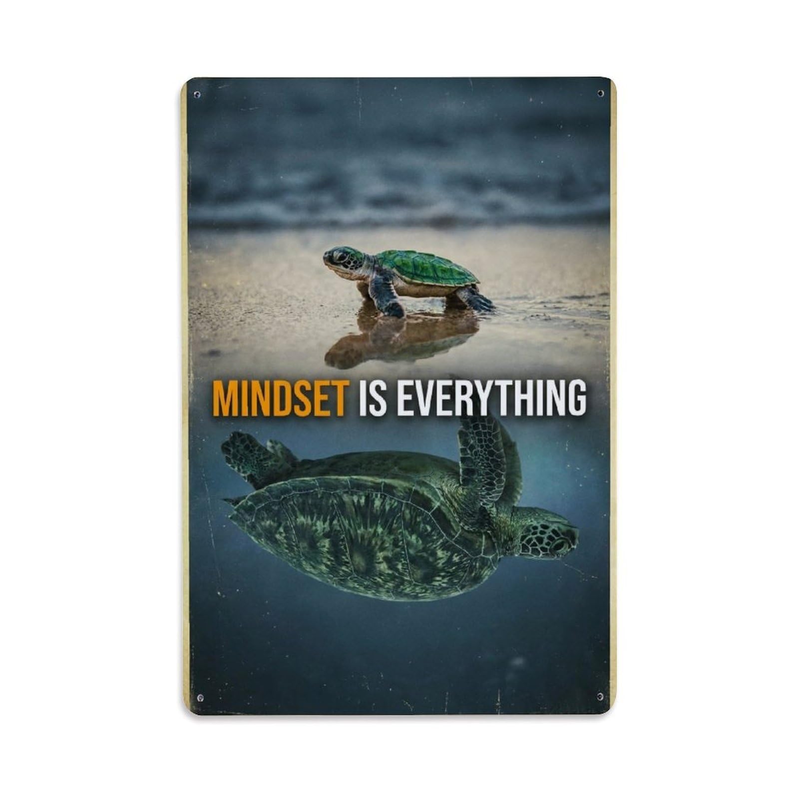 Mindset Is Everything Sea Turtle Motivation Quote Metal Tin Sign