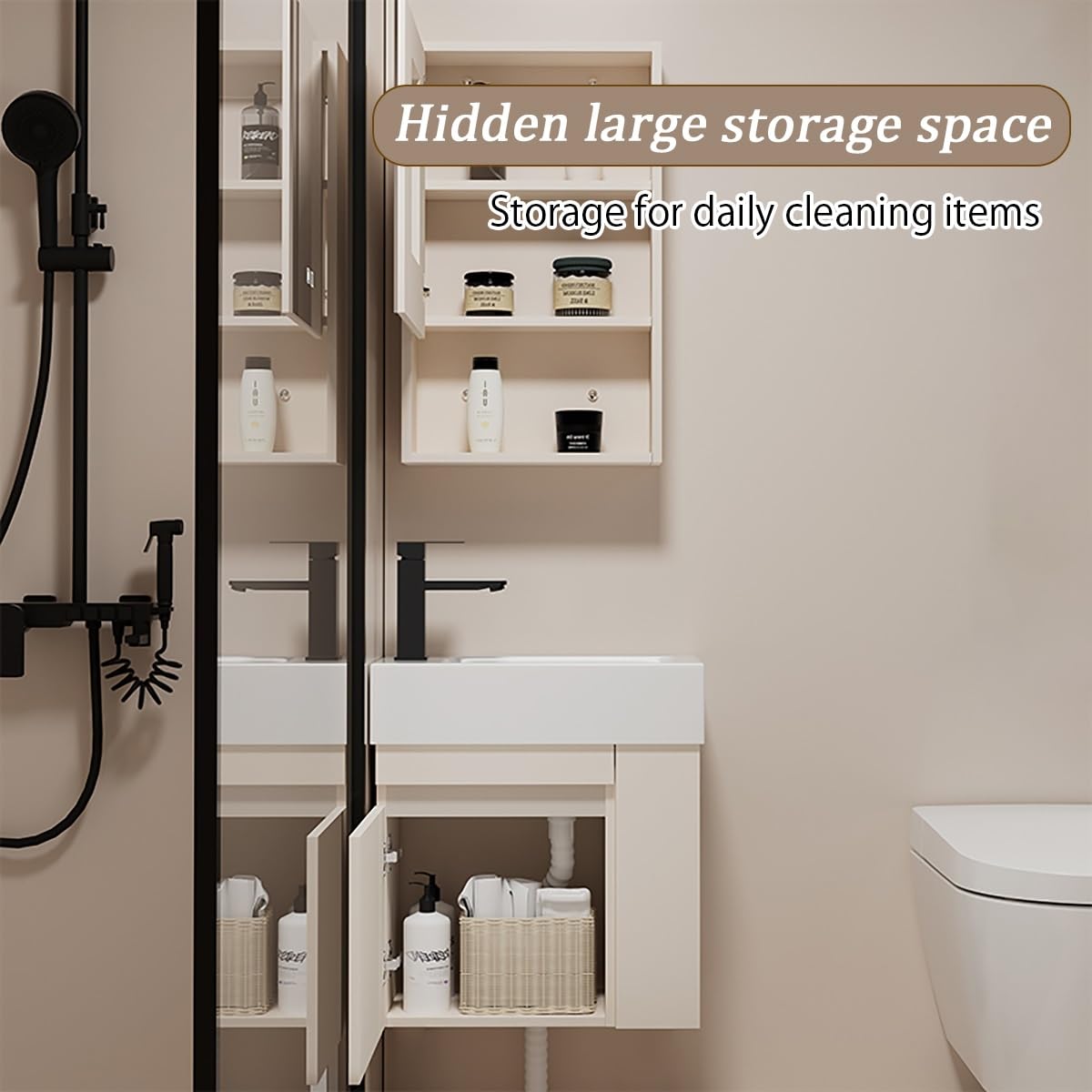 Lave Main D Angle Wc Avec Meubl,Petit Angle Lave Main Avec Meuble,Lavabo Mural En Céramique Blanche,Lavabo Suspendu À Fixer Au Mur,Lavabo À Poser Pour Petits Invités,Pour Vestiaire Salle De Bains(42cm
