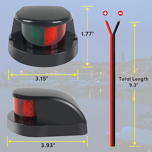 Miniatura 2 de Luz de navegación para barcos, luces de navegación marina, luces de navegación LED para barcos, arco y popa perfectas para pontón, barcos de pesca