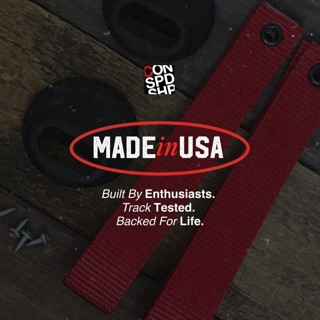 Door Pull Strap Kit | Made in USA | Compatible with BMW Race Car Builds | Includes Straps, Rosettes & Hardware | Lightweight Interior Mod