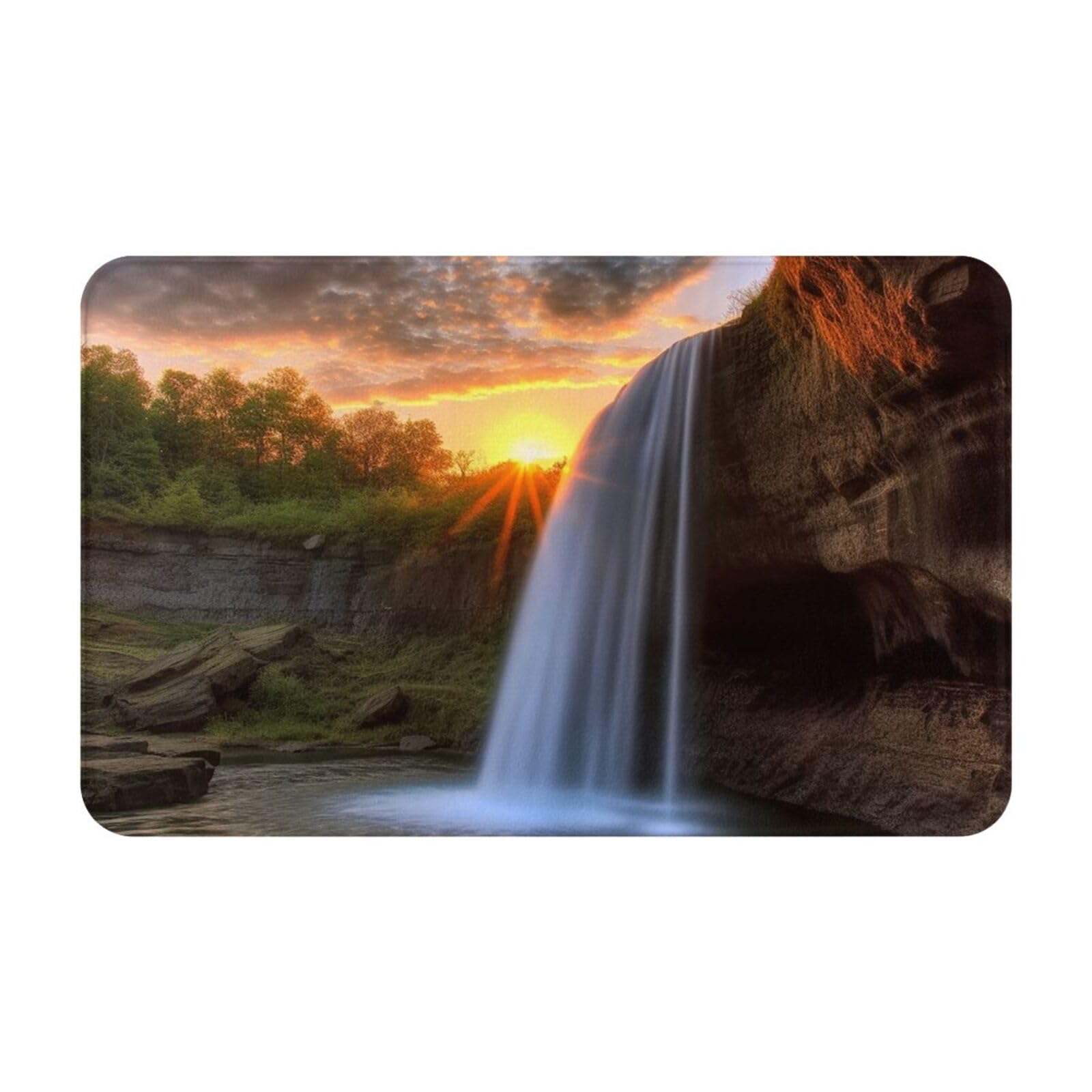 Tapis de sol antidérapant et absorbant en flanelle motif cascade 50x80cm