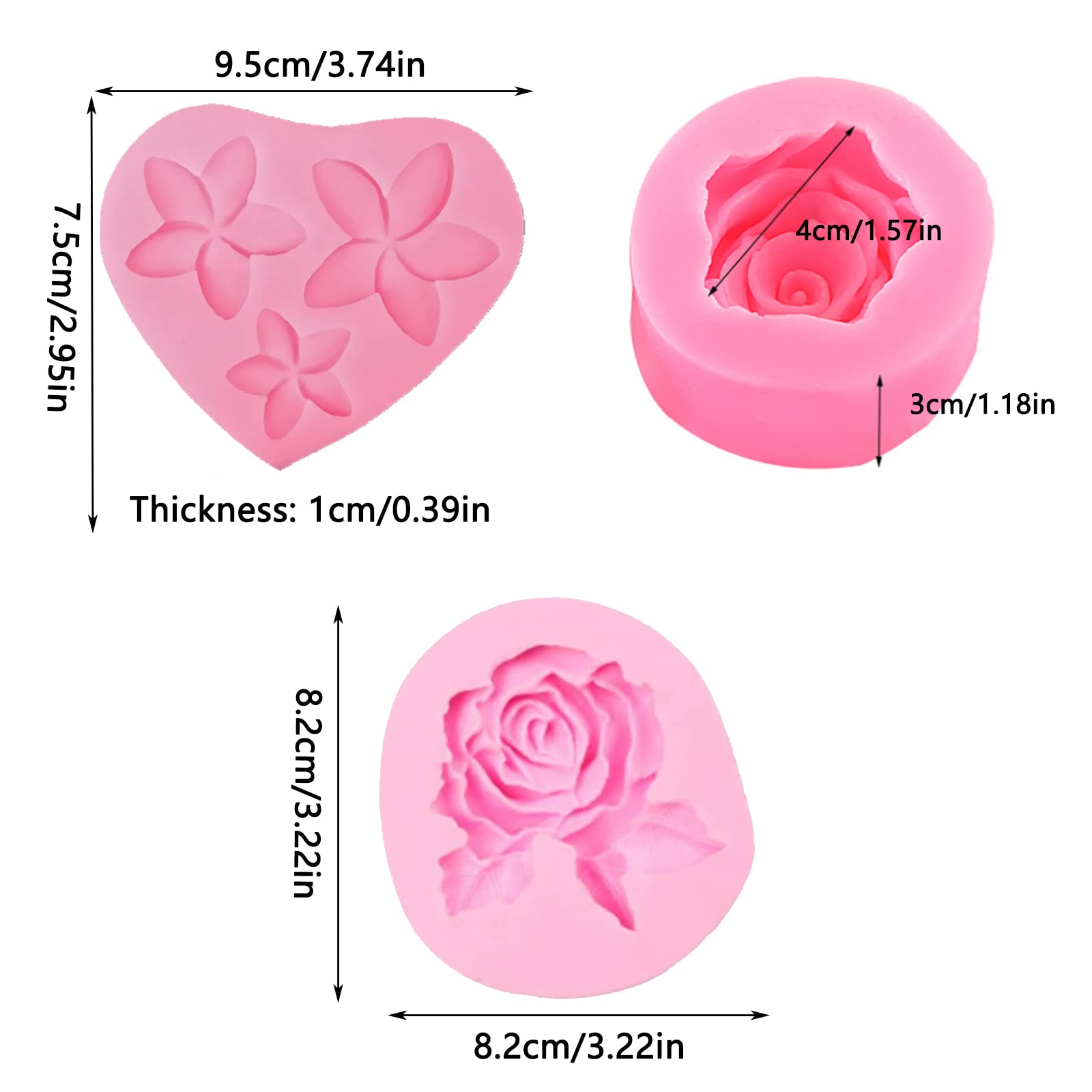 3 Stampi In Silicone Per Fiori Fai Da Te - Set Di Formine Per Pasta Di Zucchero, Fondente E Cioccolato - Ideale Per Decorazione Torte - 4