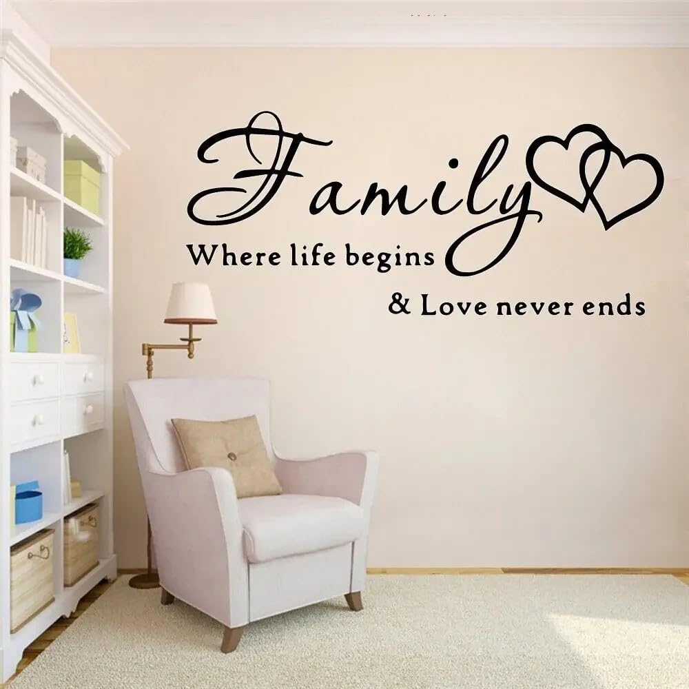 DIY Family Where Life Begins Love Never End Words Quotes Decal Home Decal Wall Sticker M 30cm X 70cm