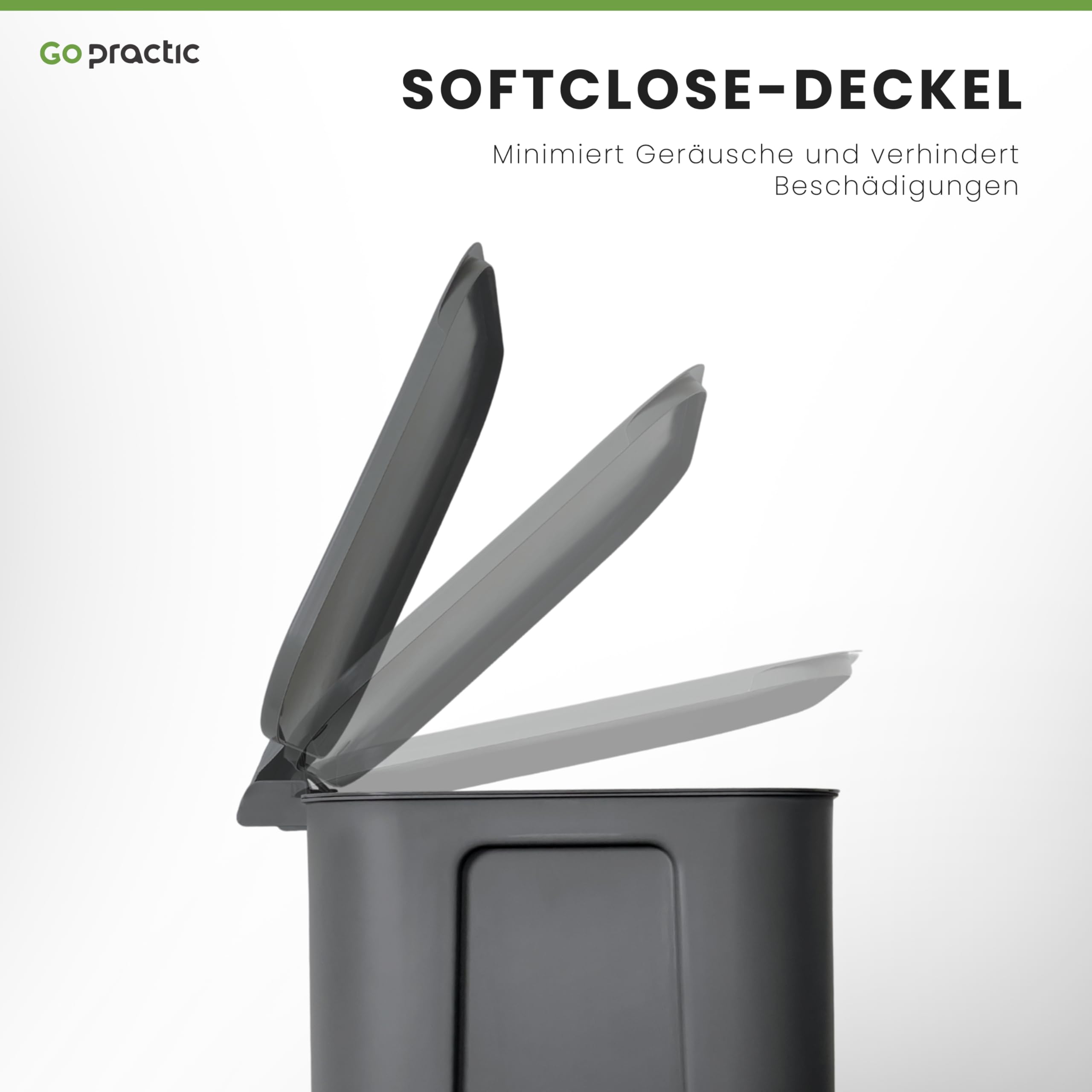 Treteimer Set x40L Grau, Tretmülleimer mit Pedal und Deckel, Mülleimer, Mülltrennsystem für Papier, Kunststoff, Küchenmülleimer Recycling, Küche