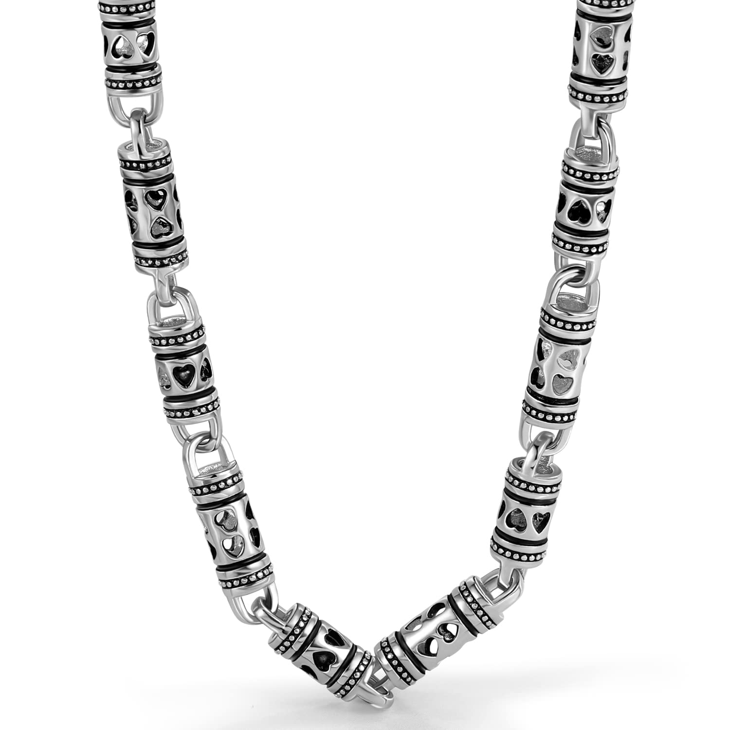 Dankadi Collana retrò 4,5 mm a forma di cuore cavo in 925 argento, 18 "-28" / 46 - 71 cm, catena scavata di tonalità Mate tecnica d'argento thailandese, regalo di gioielli antichi per uomo donna