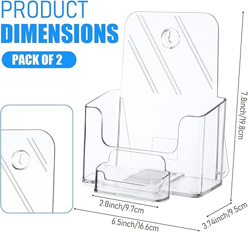 Miniatura 3 de Soporte acrílico para folletos de 6 pulgadas de ancho con tarjetero de presentación plegable para literatura acrílica de media página, soporte para