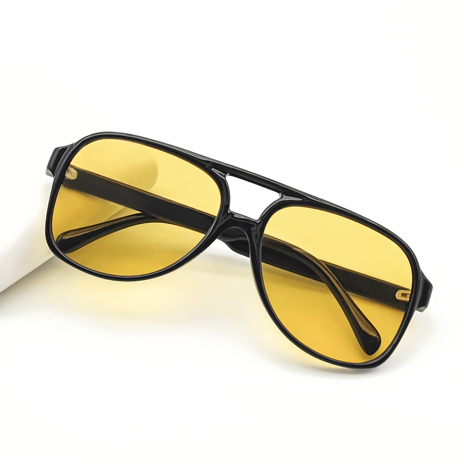 Long Keeper Night Driving Glasses - Night Vision Driving Glasses Anti Glare Polarised Yellow Sunglasses 70s Style for Mens Womens - Image 2