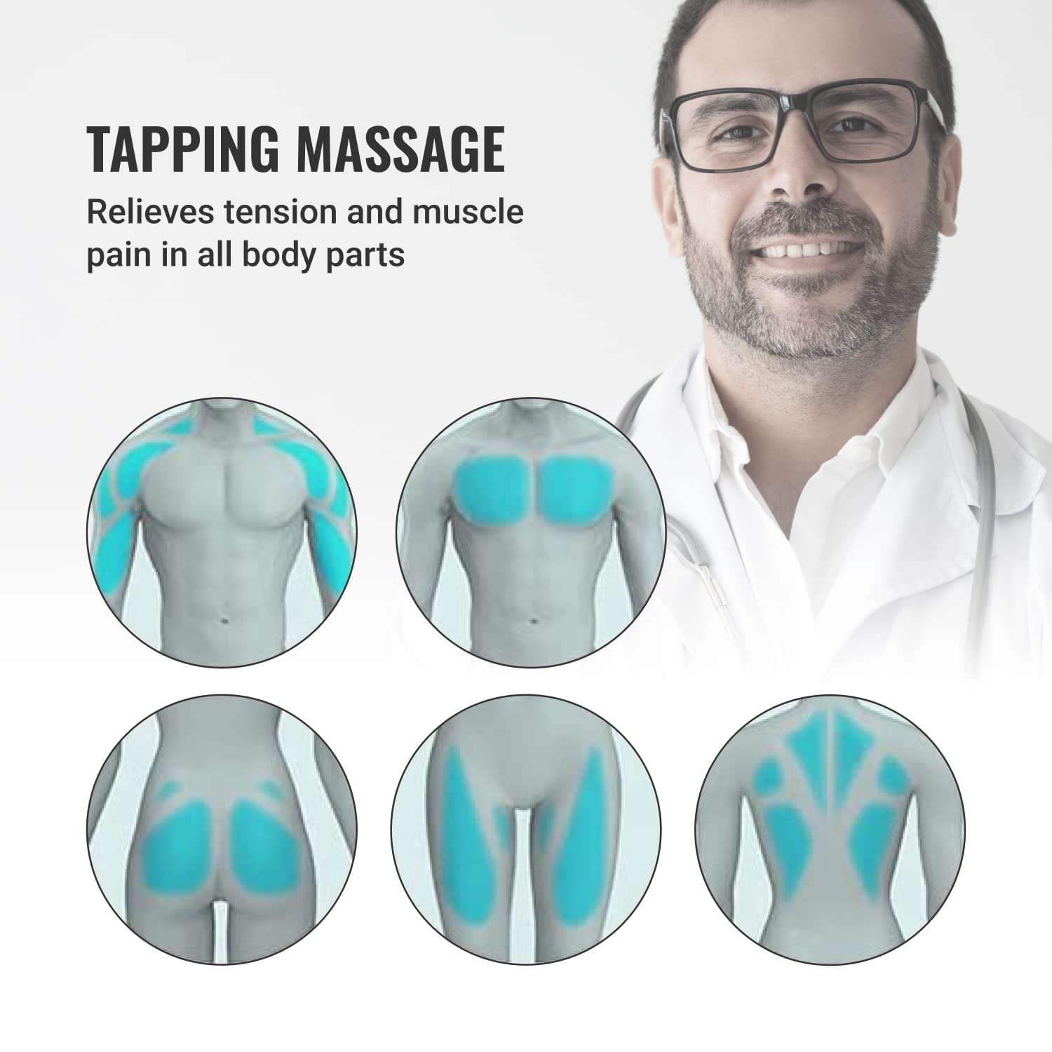 GESS Revolver Massagepistole, Tiefengewebe-Perkussionsmassagegerät zur Schmerzlinderung in Rücken, Nacken, Schultern und Beinen, mit 9 Aufsätzen, tragbar, ideal für Sportler und zur Muskelregeneration