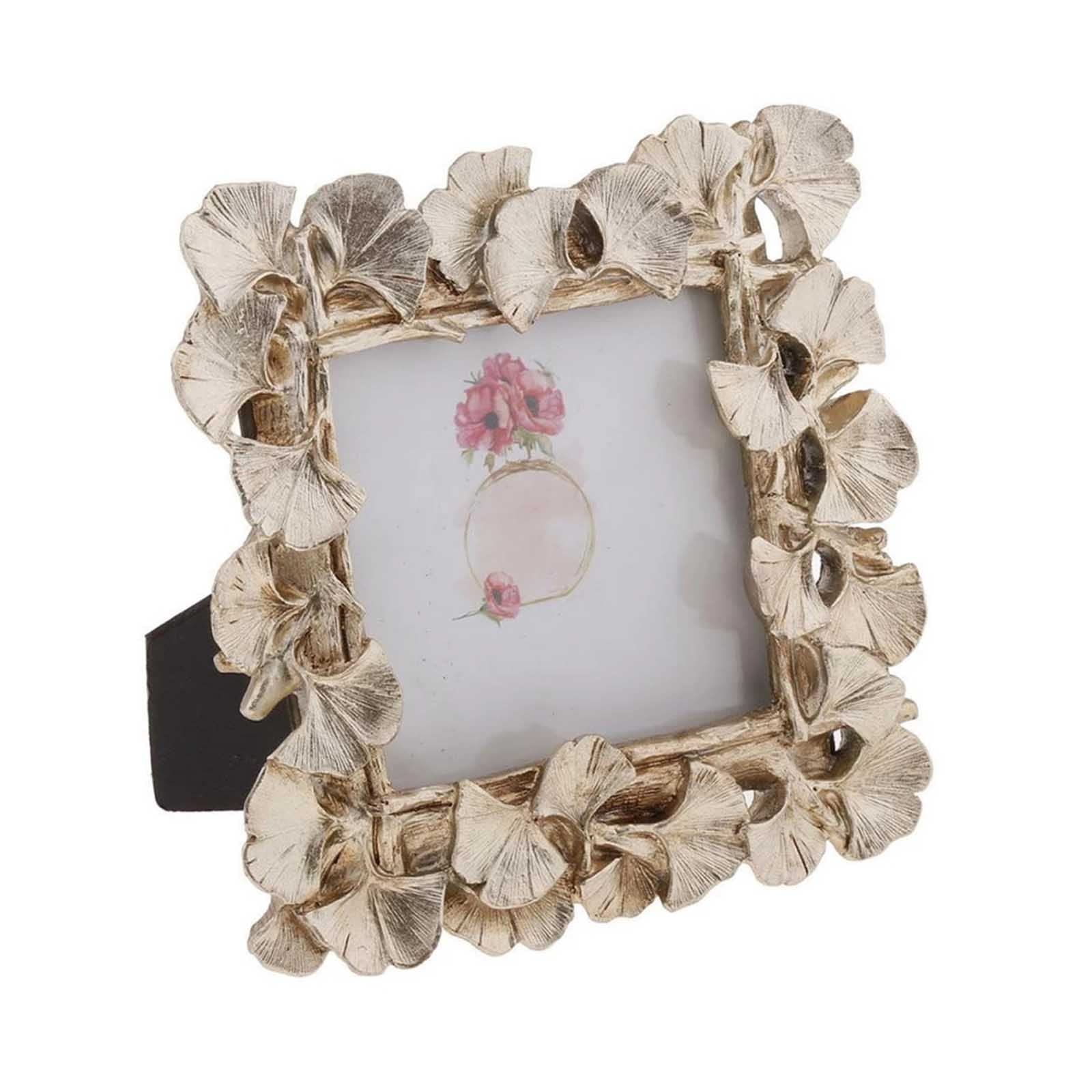 Ramki do zdjęć, wolnostojące i do montażu na ścianie, ramki do zdjęć Vintage Picture Ramka na zdjęcia Złota żywica Ginkgo Leaf Montaż na biurku Home Wedding Decor Ramka na zdjęcia (kolor: jeden kolor)