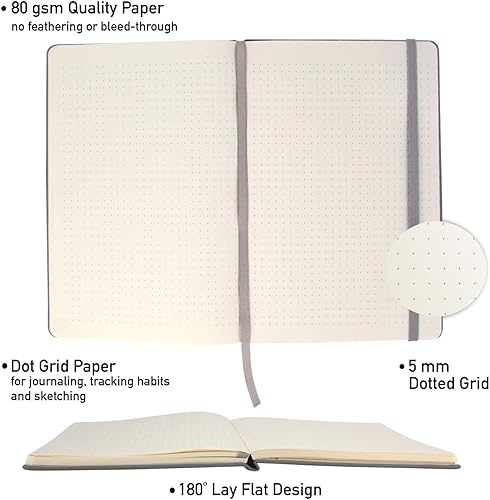 Miniatura 8 de Simply Genius Cuadernos de puntos A5 para el trabajo, viajes, negocios, escuela y más, diarios de tapa dura para escribir, cuaderno de cuadrícula
