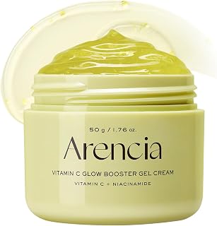 ARENCIA Vitamin C Booster Gel Cream with Niacinamide & Glutathione & Ceramide, Hydrating Gel Moisturizer, Supports Even-Looking Skin Tone & Smooth Texture, 50 g (1.76 oz)
