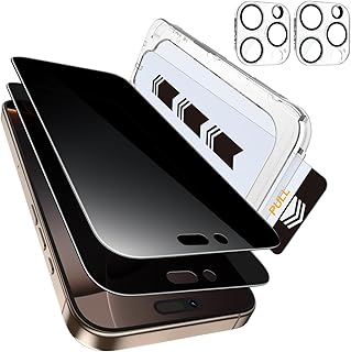 MOHAVE 2+2 Pack for iPhone 16 Pro Privacy Screen Protector 6.3" with Camera Lens Protector [Auto Alignment/Dust Removal] Anti Spy Tempered Glass [Military Grade Shatterproof] Case Friendly