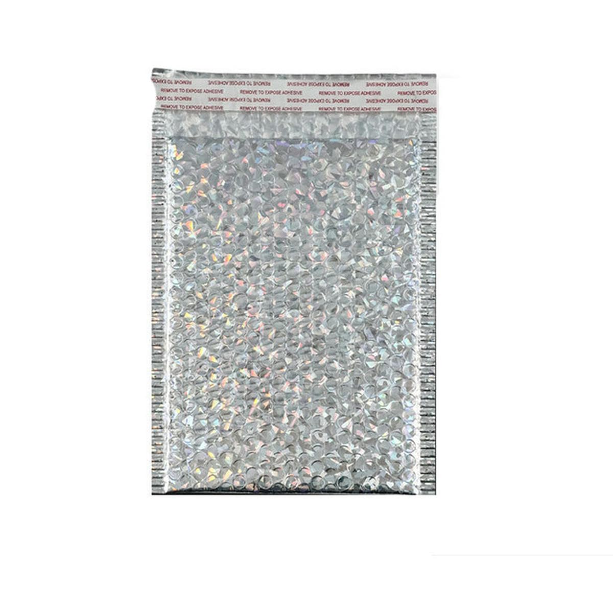 100 sztuk Torba Do Pakowania Torby Kurierskie Wodoodporne Czarne Samoprzylepne Koperty Bubble Koperty Torby Wysyłkowe-Srebrny-15*20cm