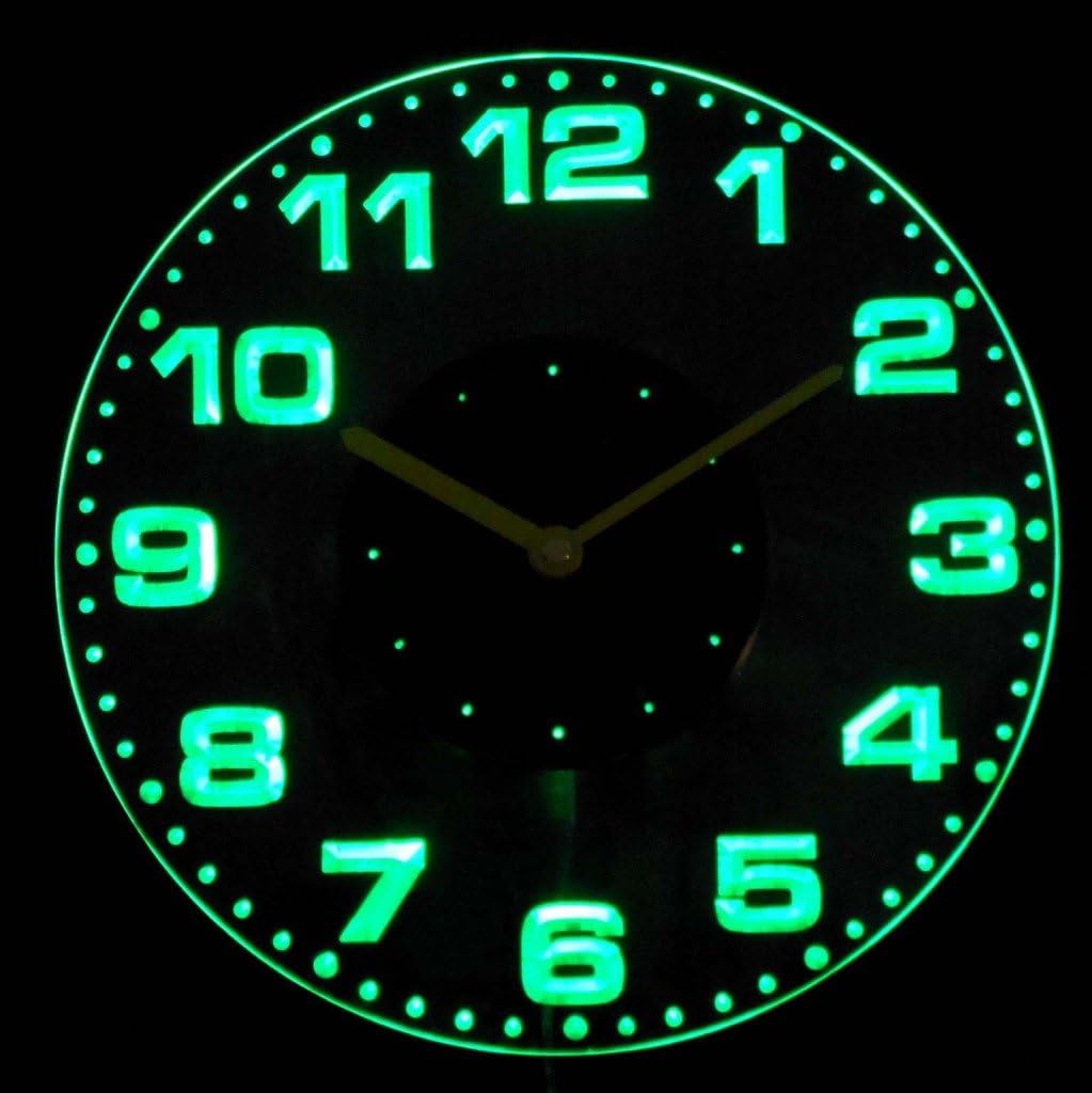ADVPRO cnc2007-g Round Modern Numerals Illuminated Edge Lit Bar Beer Neon Sign Wall Clock with LED Night Light
