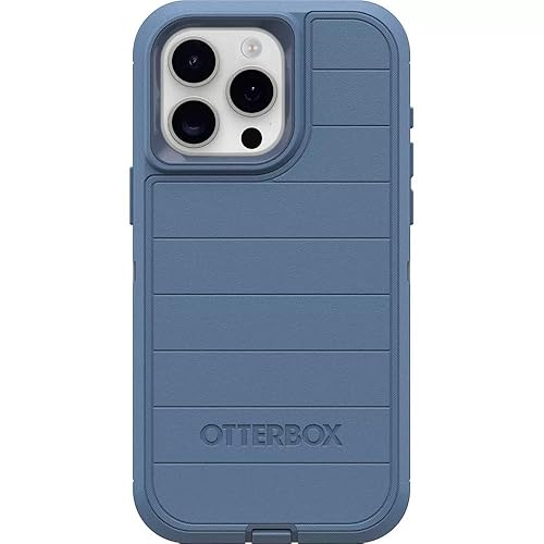 OtterBox iPhone 15 Pro Max (Only) - Defender Series Case - Baby Blue Jeans (Blue) - Case Only - Screenless - Rugged & Durable - with Port Protection - Microbial Defense Protection
