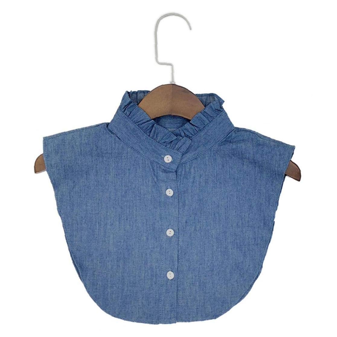 Hotaden Women Denim Lace Collar Shirt Fake Collar Tie Vintage Detachable Collar False Collar Lapel Blouse Top