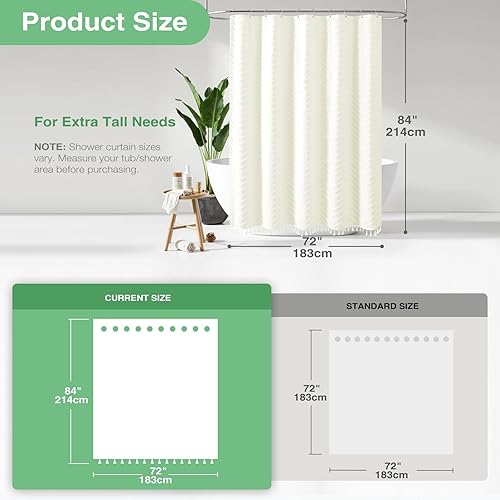 Vista 268 de Dynamene - Cortina de ducha, bohemia y rústica con rayas con chebrón en relieve, cortina texturizada para decoración de baño, juego de cortina A.