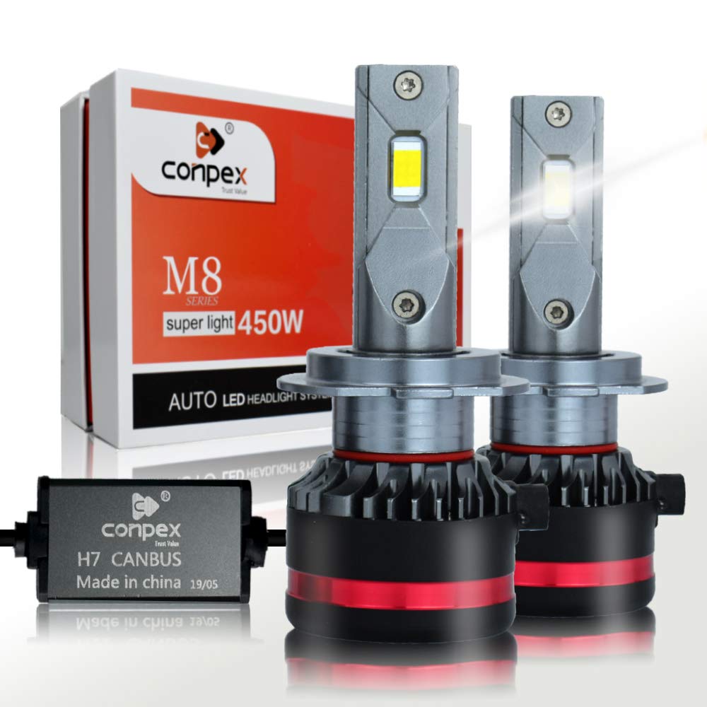 CONPEX 360° Light H7 LED Headlight Bulbs Conversion Kit 12,000 LM Extremely Brigh 6000K Xenon White 2 Years Warranty for High Beam Low Beam