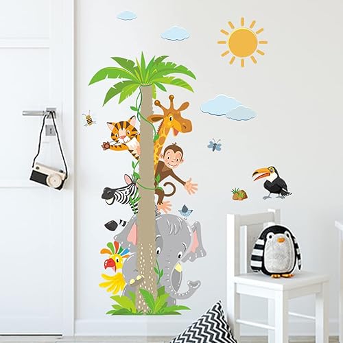 Miniatura 4 de Calcomanías de pared de la selva calcomanías de safari para habitación del bebé mono jirafa tigre cebra elefante calcomanías de pared de vinilo para