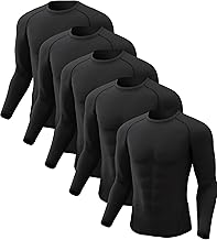 CL convallaria 4 or 5 Pack Mens Compression Shirt Workout Rash Guard Long Short Sleeve Undershirts for Athletic Gym Running