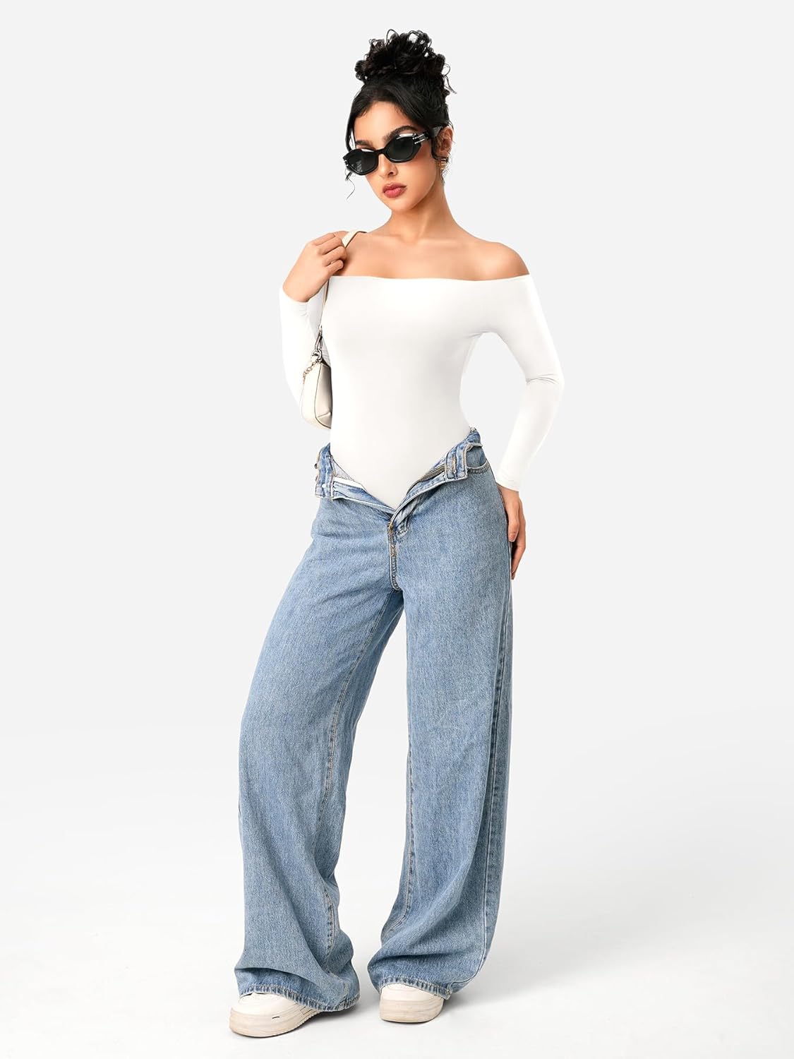 YEOREO Dacrly Strapless Bodysuit Long Sleeve Off Shoulder Leotard Double Lined Thong Bodycon Slim Fit Sexy Y2K Going Out Tops - Image 5