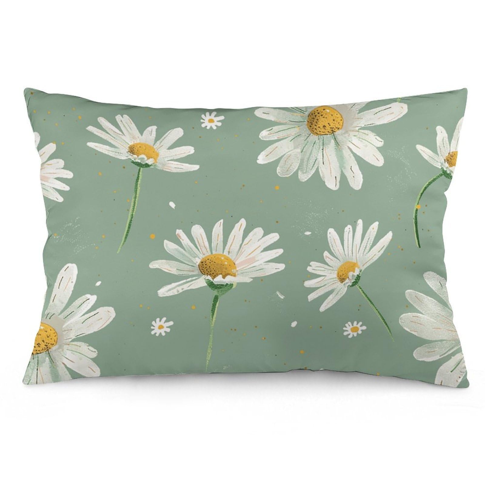 NTVOWPZO 2 Pack Decoration Throw Pillow Covers 20"x30" Pillowcases Covers Green Daisy Pattern Pillowcases Modern Farmhouse Home Decor Sofa Cushions Covers for Couch Bed Living Room