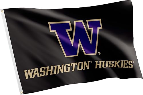 Desert Cactus Bandera de la Universidad de Washington U of W UW Huskies Husky Banderas Banners 100% poliéster para interiores y exteriores 3 x 5