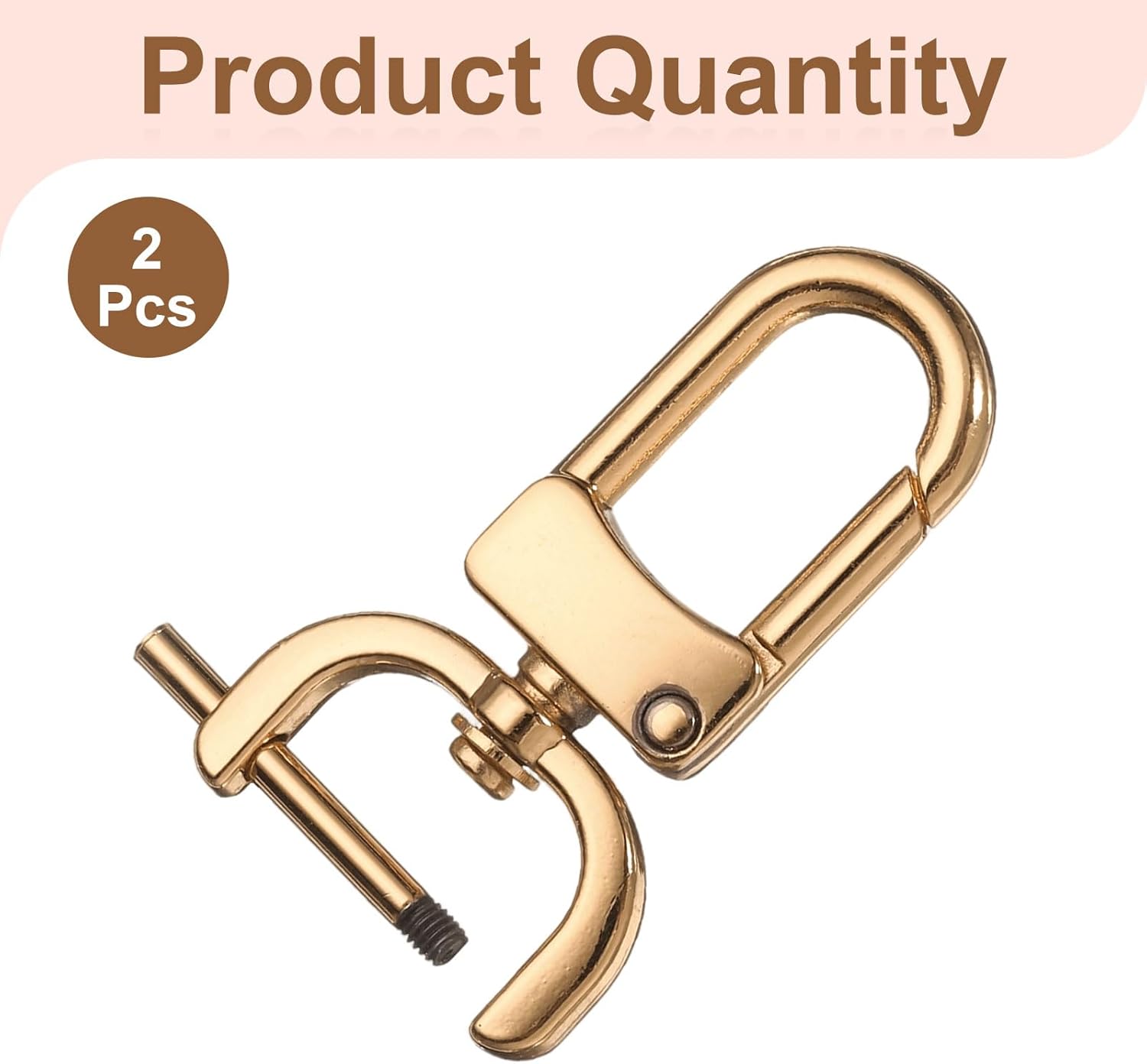 HARFINGTON 2pcs Detachable Snap Hook Swivel Clasp 3/4" (20mm) Zinc Alloy D-Rings Lobster Claw Clasp with Screw Bar for Keychain Lanyard Purse Hardware DIY Craft, Light Gold - Image 3