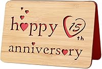 Vista 30 de Tarjeta de 5 aniversario de madera, hecha a mano, 5 años, aniversario de boda, tarjetas de regalo de felicitación, tarjeta de aniversario de cinco