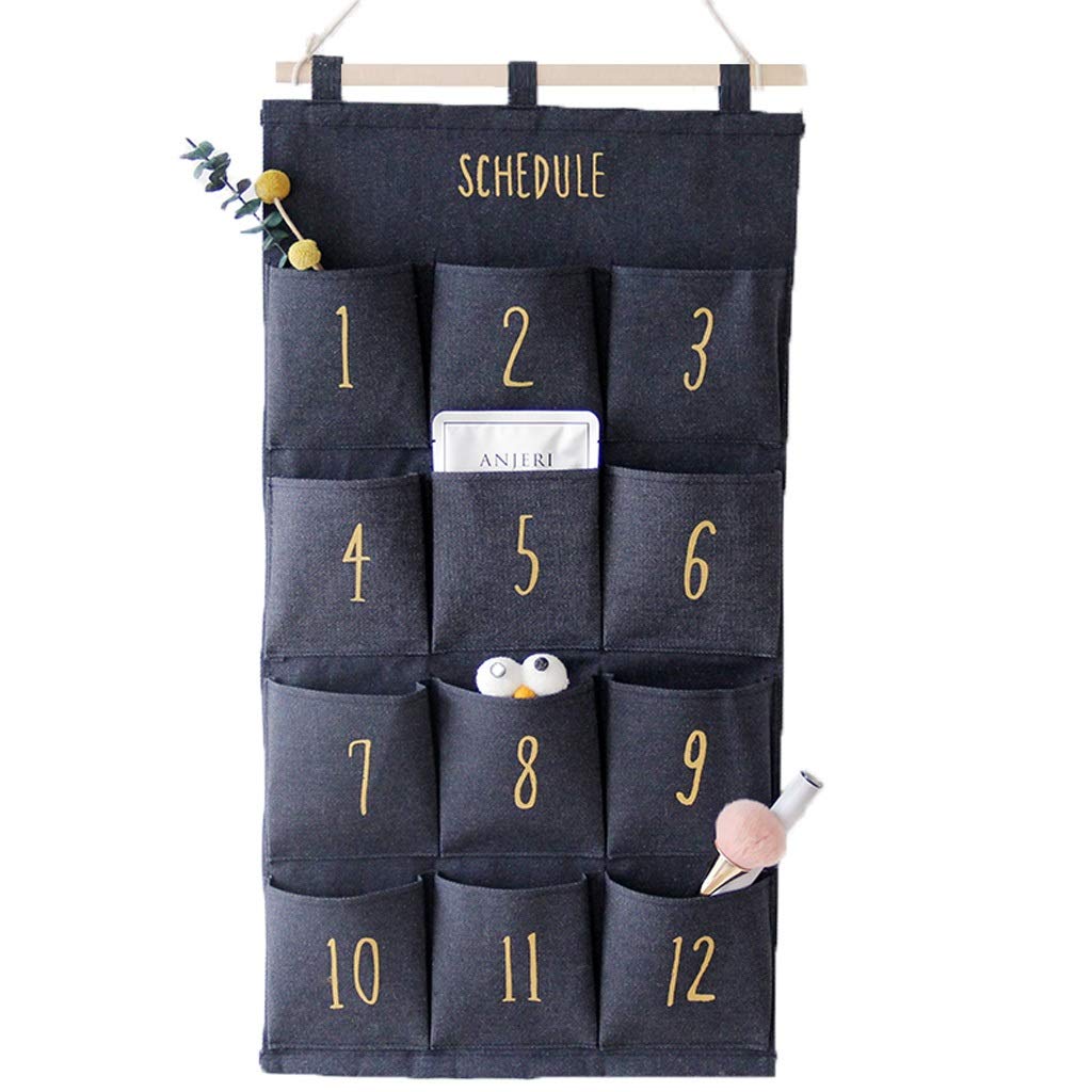 Sac de rangement mural bleu avec poche de porte suspendue pour dortoir étudiant