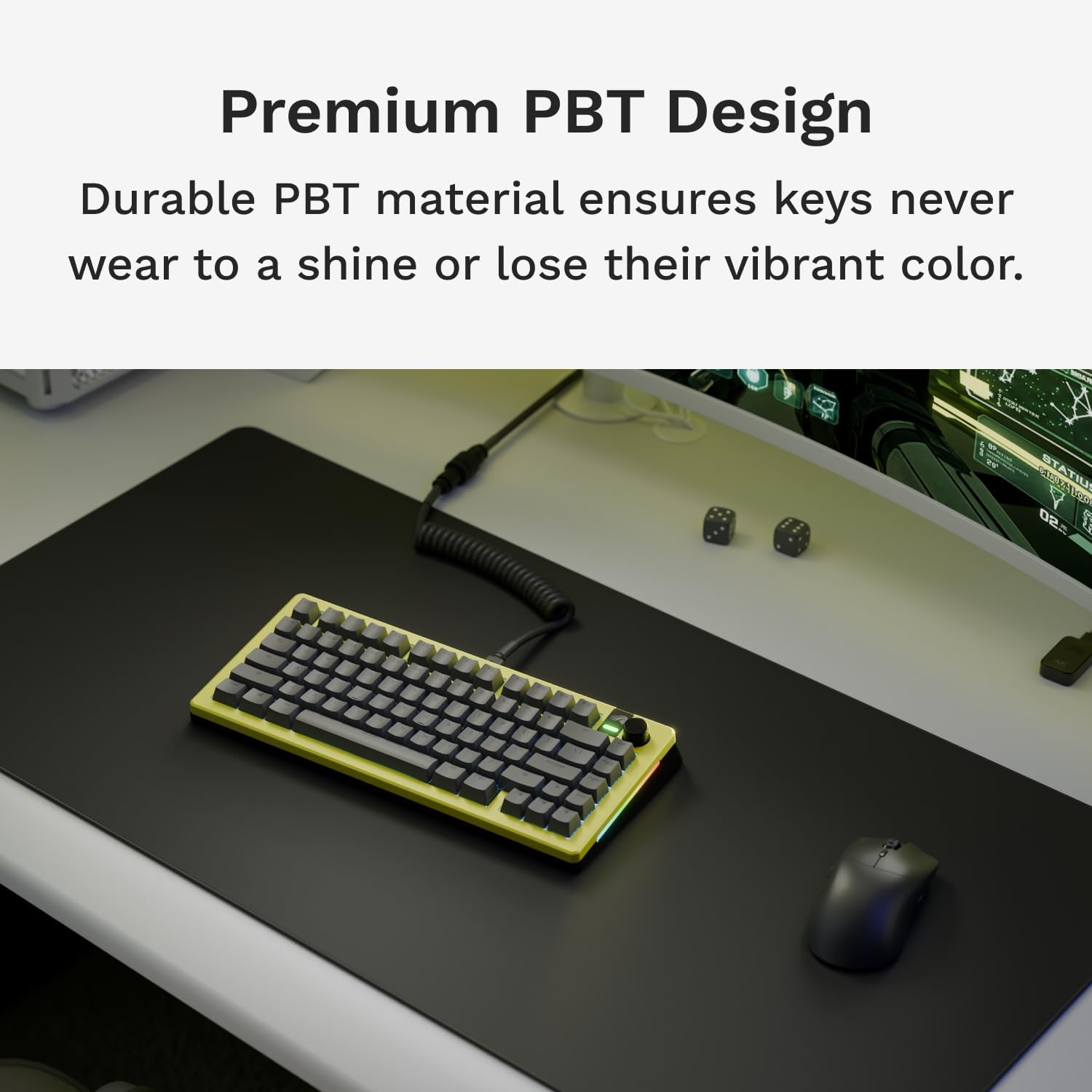 Glorious Gaming - GPBT Basics (PBT Keycaps), Armor Gray, No Fade Dye-Sublimated, for Custom Mechanical Keyboards, Fits 100%, 75% 65% 60%, Fits ANSI & ISO, Supports Windows & macOS - English (US)
