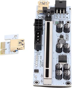 PCIE A Card, GPU with 6 LED s, Gold Plated s and 8 tors, PCIE 1X to 16X Exten Cable for Win7 8 10, Stable Supply with 6P Interface