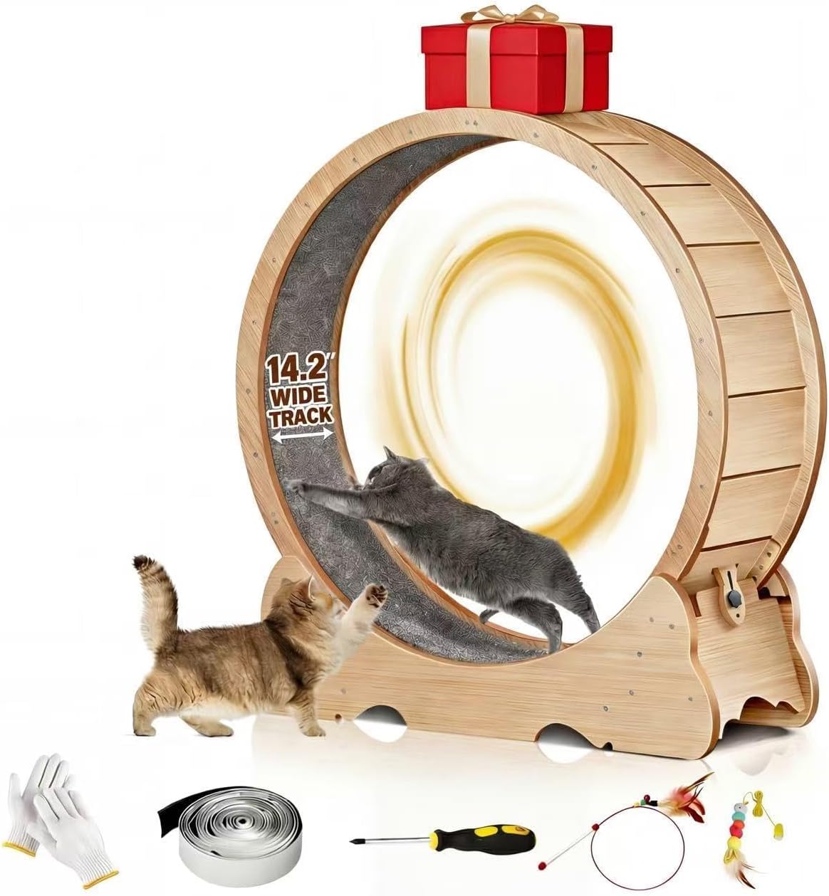 Cat Wheel, 48" XL Large Cat Treadmill for Indoor Pets, Cats Exercise Running Wheel with Detachable Carpet, Quiet and Sturdy, Suitable for Most Cats Running/Walking/Training