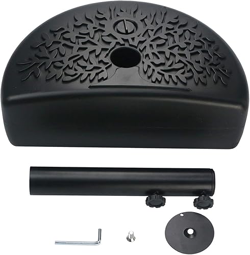 Miniatura 5 de Sunnyglade Base de paraguas de patio con forma de media luna de 40 libras (negro)